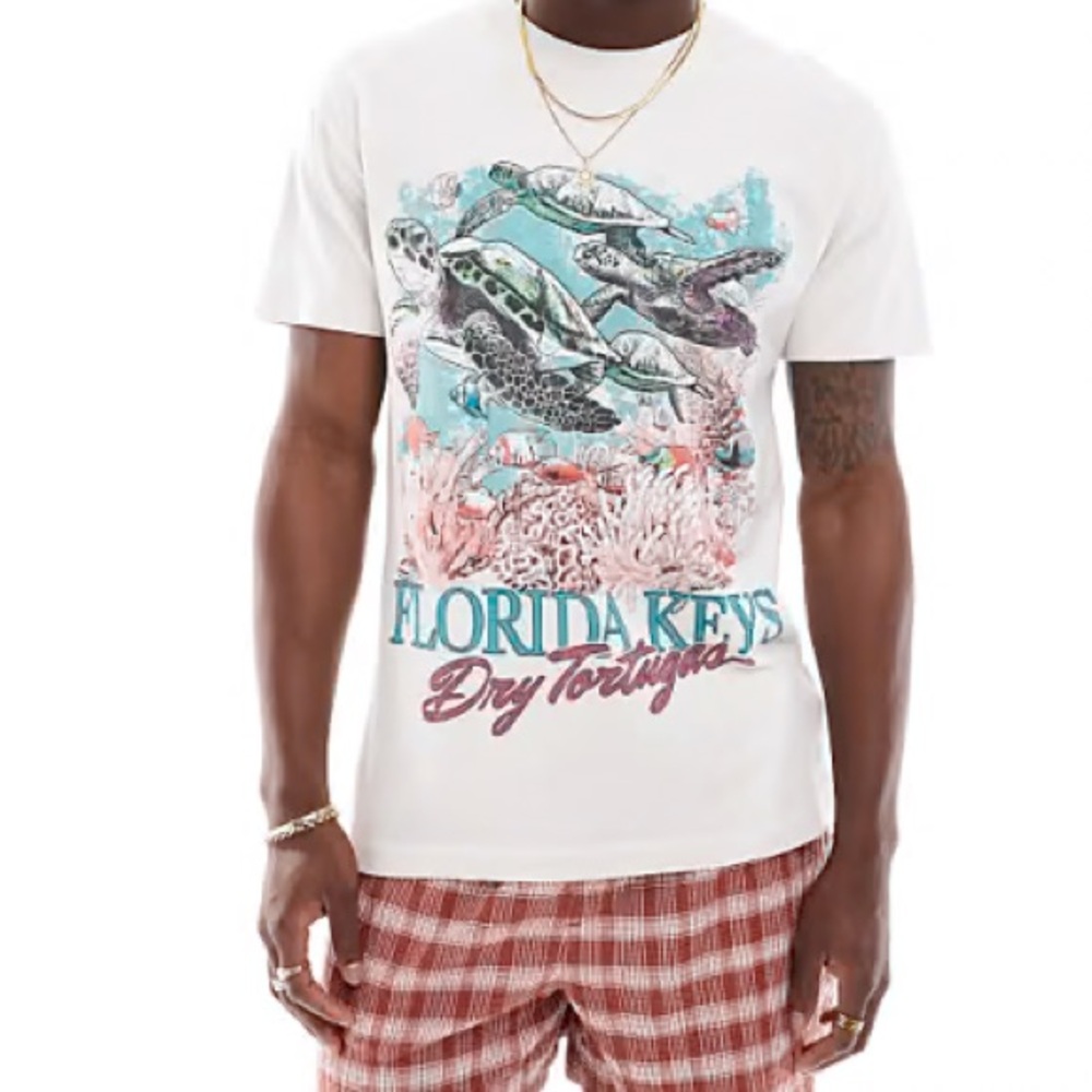 Abercrombie & Fitch White Florida Keys Turtle Graphic Tee